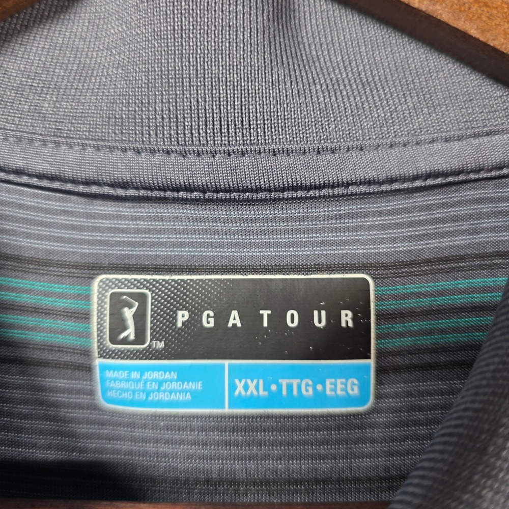 PGA Tour Polo Shirt Mens XXL Burgundy Grey Stripe Performance Golf Bundle 2pk - Picture 5 of 13
